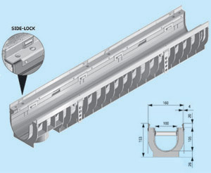 Каналы RECYFIX-Super 100 KS с системой крепления решеток SIDE-LOCK
