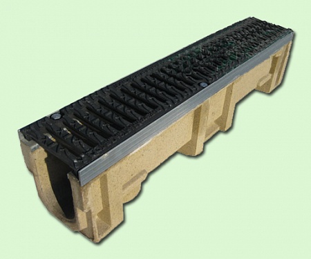 CompoMax Лоток водоотводный полимербетонный DN200 с чугунной решеткой кл. D (комплект)